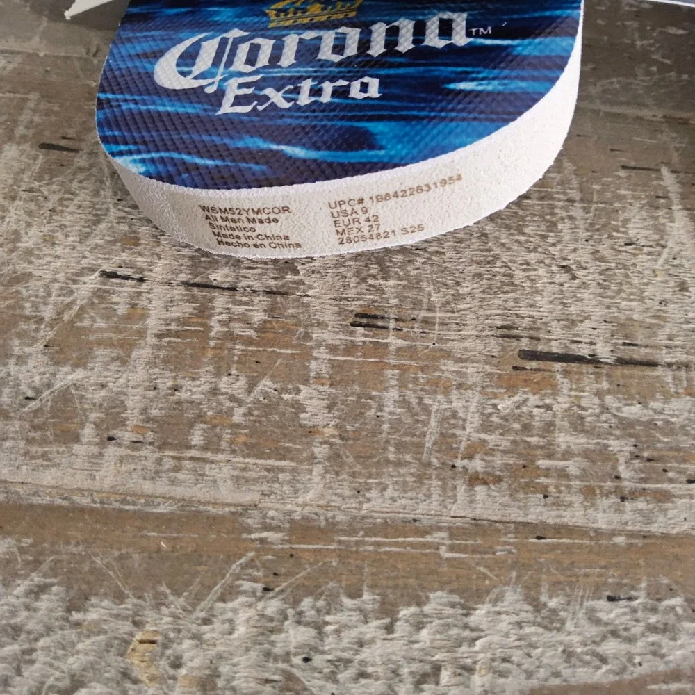 Corona Extra Beach Flip Flops Size 9 Blue Palm Tree Beer  Tropical Island